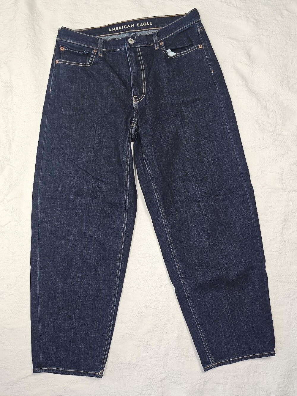 American Eagle Barrel Jeans Women's 6 Regular Dark Wash Stretch Denim